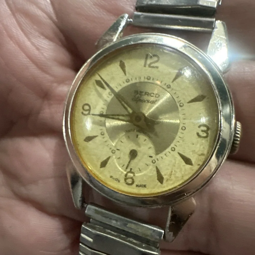 Working Vintage Berco Special Manual Wind Mens Watch Swiss 30mm Fit 8 In Rare